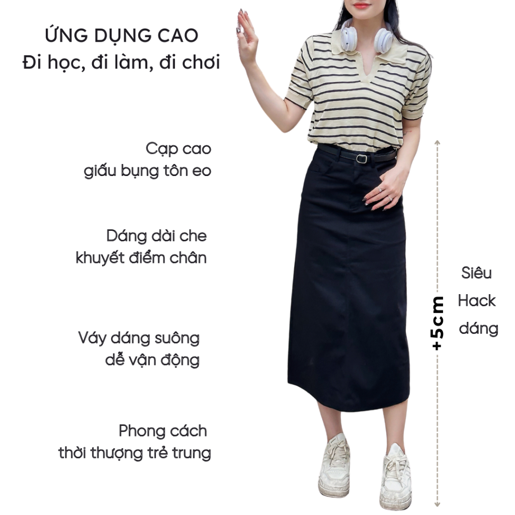Chân váy kaki Mely Fashion dáng dài midi ulzzang vintage jean xẻ sau tôn dáng che giấu bụng đùi có túi sau CV67-01 | BigBuy360 - bigbuy360.vn