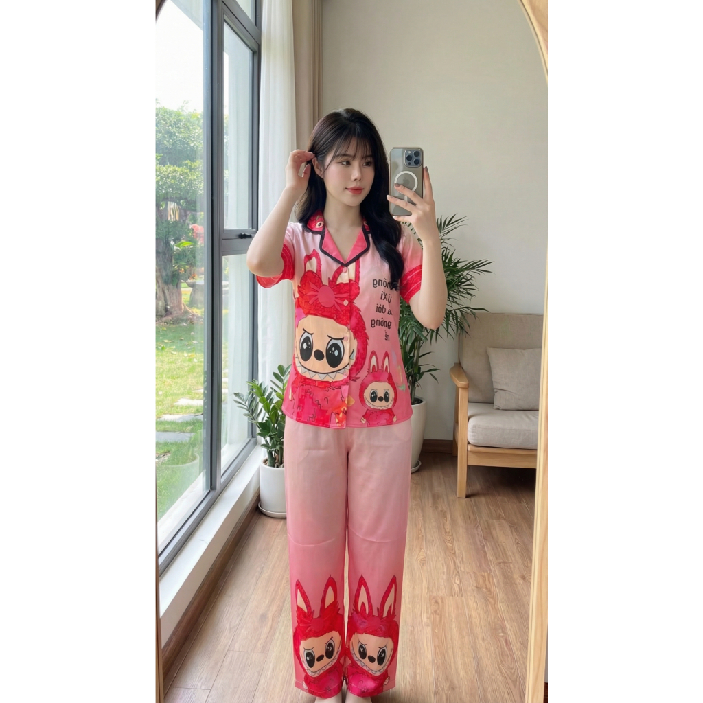 Bộ Pijama Concept Tết Z5 Kim Thanh - Lụa Latin Short Bông Tay Ngắn Quần Dài Mát Mịn Size 40-72kg | BigBuy360 - bigbuy360.vn