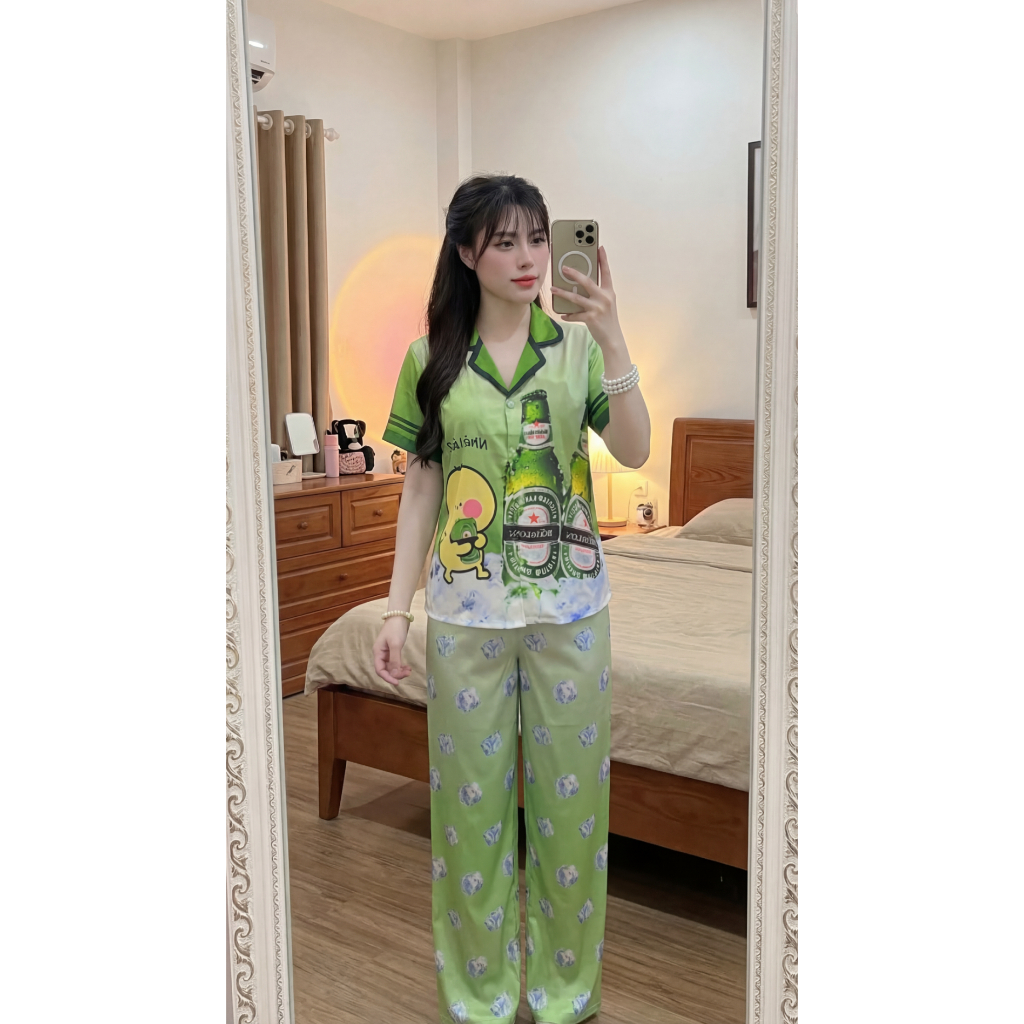 Bộ Pijama Concept Tết Z5 Kim Thanh - Lụa Latin Short Bông Tay Ngắn Quần Dài Mát Mịn Size 40-72kg | BigBuy360 - bigbuy360.vn