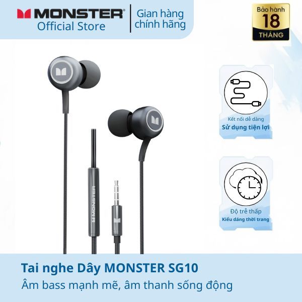 Monster Tai Nghe Trong Tai SG10 HiFi Siêu Trầm Khử Tiếng Ồn Tuyệt Vời Âm Thanh Mạnh Mẽ Cho Chơi
