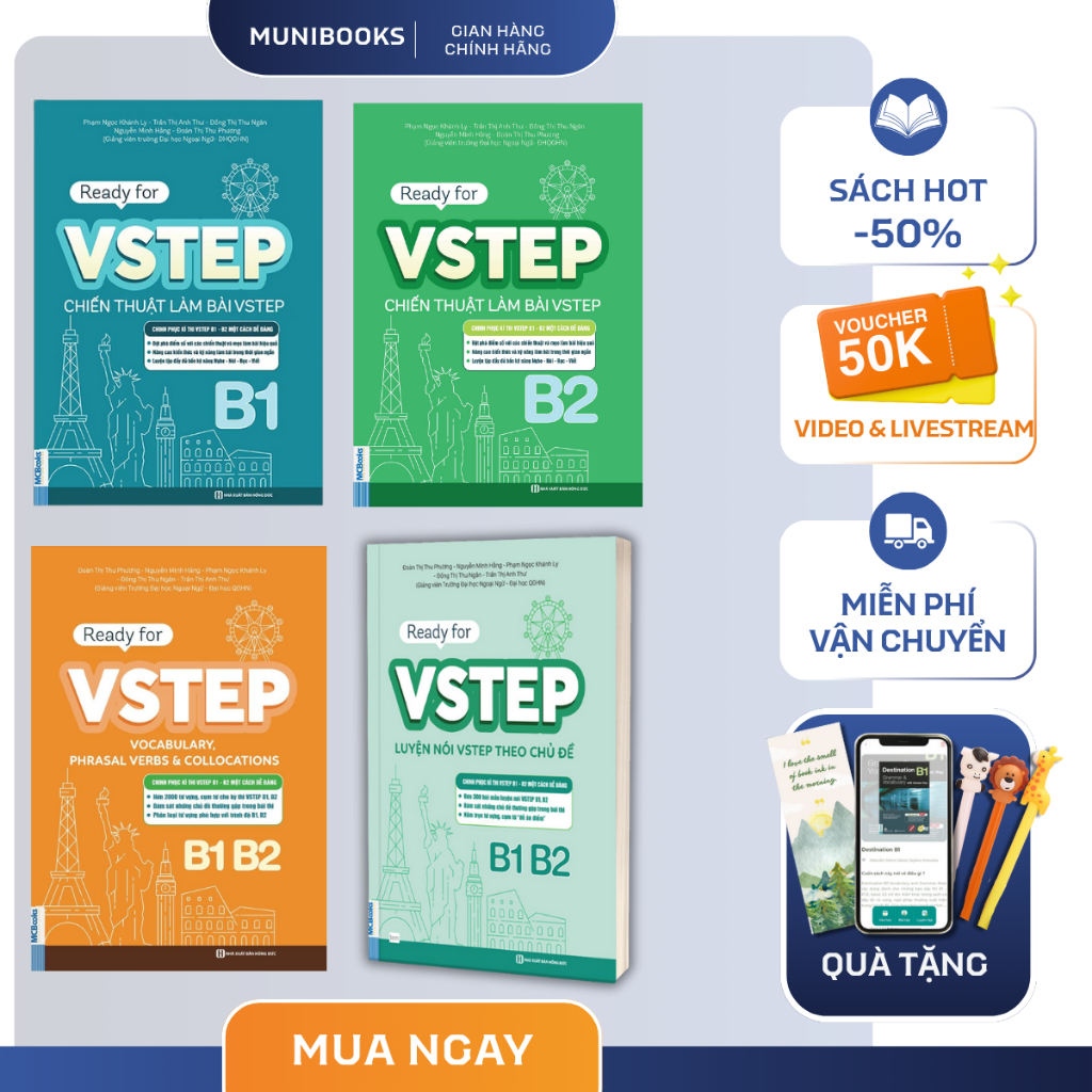 Combo Sách - Luyện Thi Vstep - Ready For VSTEP B1,B2 - Chiến Thuật Làm Bài Và Tổng Hợp Từ Vựng Luyện