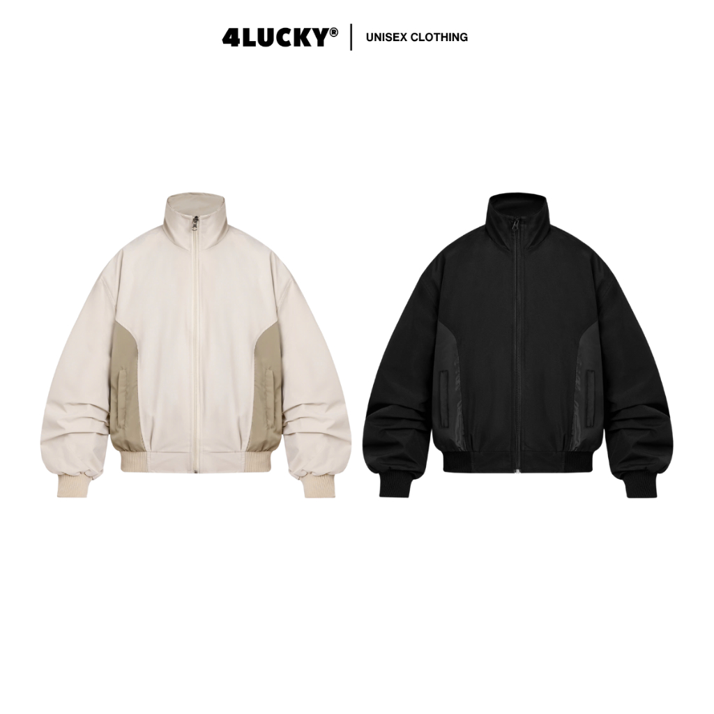 Áo Khoác Dù Tay Nhúm Form Boxy Unisex 4LUCKY, Áo Khoác Dù Trượt Nước, Cản Gió, Chống Bụi có túi tron