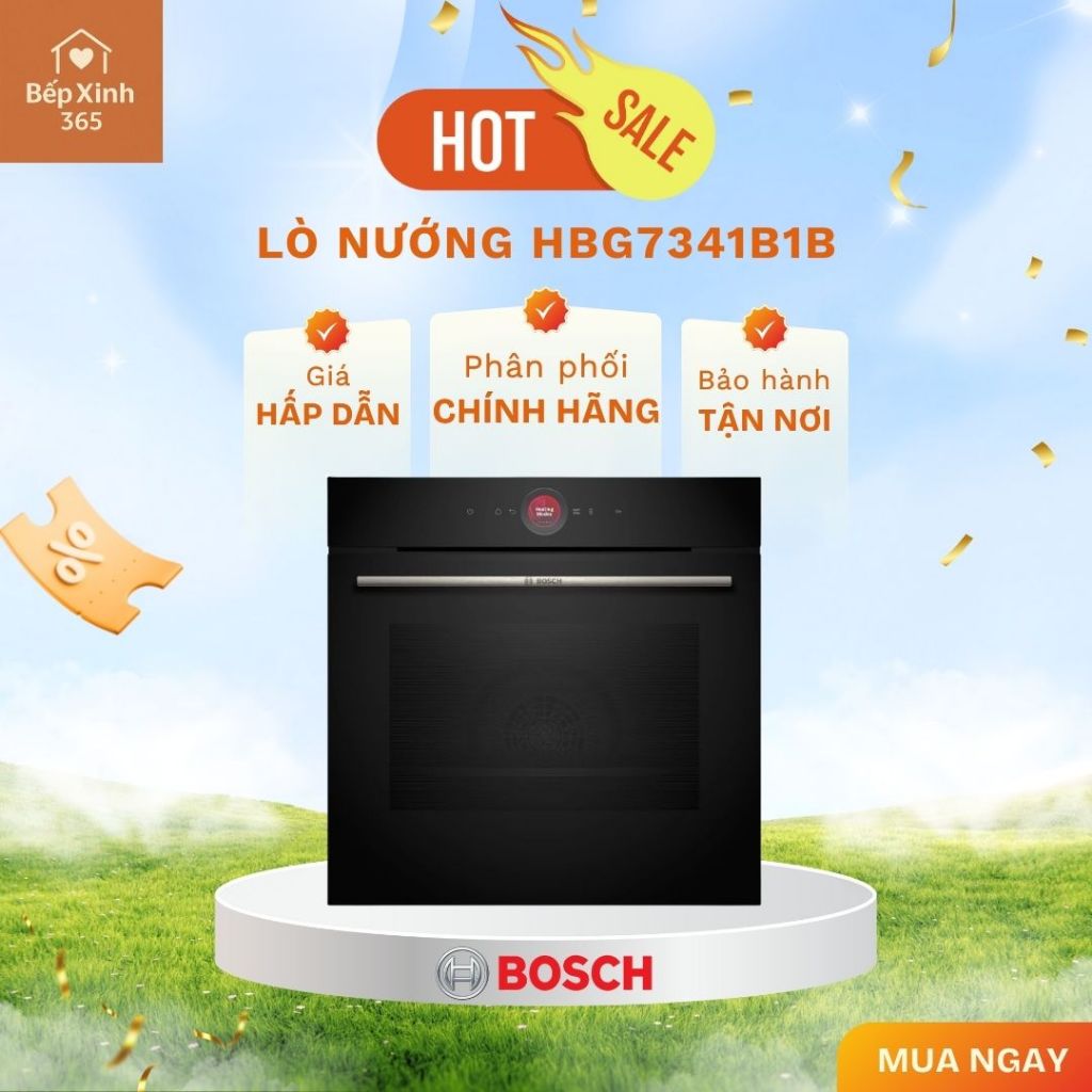 Lò Nướng Âm Tủ BOSCH HBG7341B1B SERIES 8 Màu Đen Thủy Phân Cao Cấp