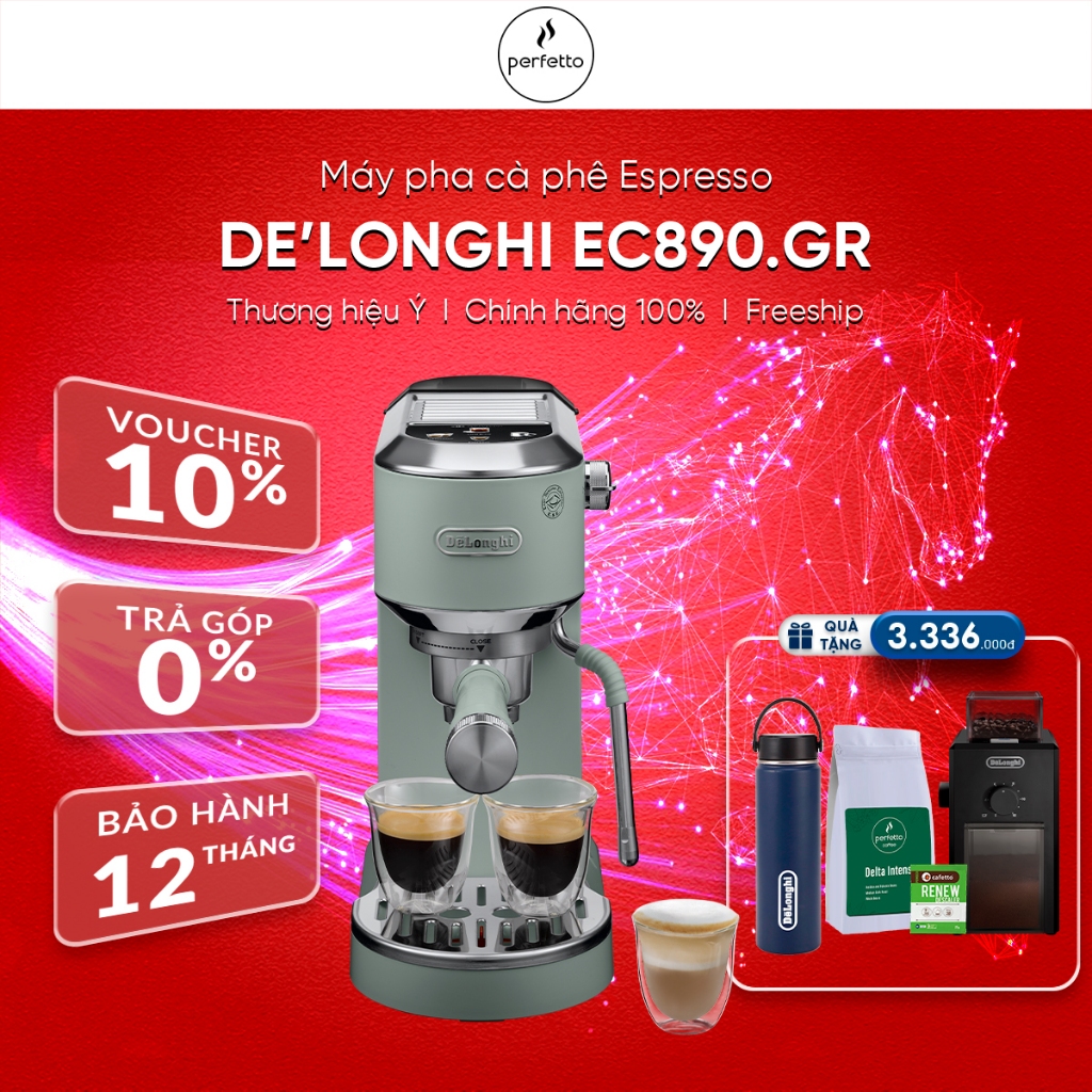Máy pha cà phê Espresso DeLonghi Dedica Duo EC890.M – 15 Bar, Đánh Sữa, Cold Brew