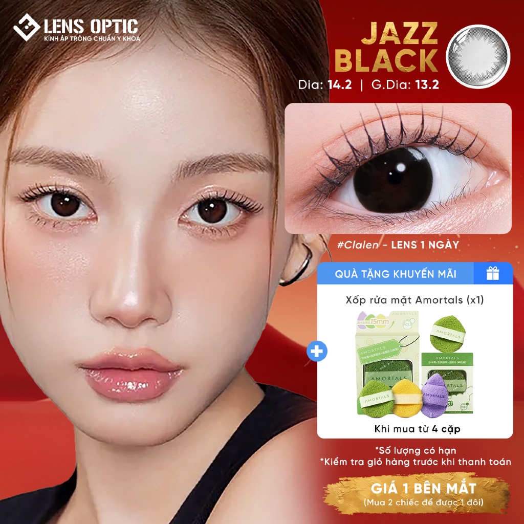 Kính áp tròng 1 ngày Clalen Iris 1 Day màu Jazz Black – Lens đen tự nhiên, chống UV - LENS OPTIC