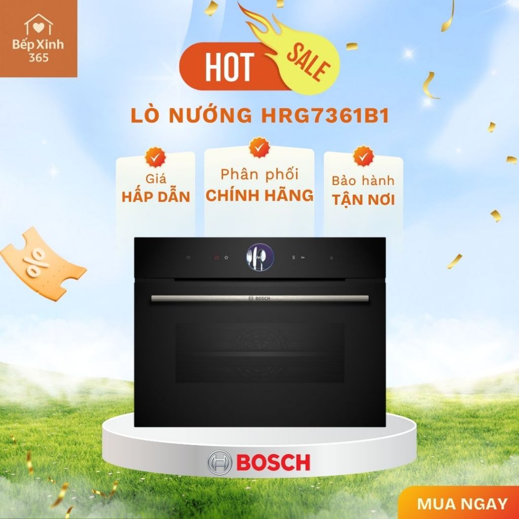 Lò Nướng Tích Hợp Hơi Nước Âm Tủ BOSCH HRG7361B1 SERIE 8 Màu Đen 71 Lít