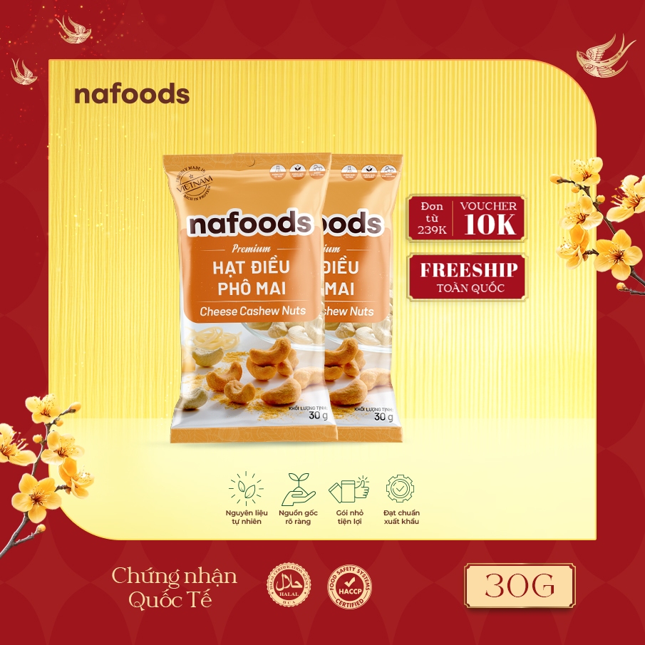 [29K - TÚI DÙNG THỬ] Hạt Điều Phô Mai Nafoods Túi 30gr