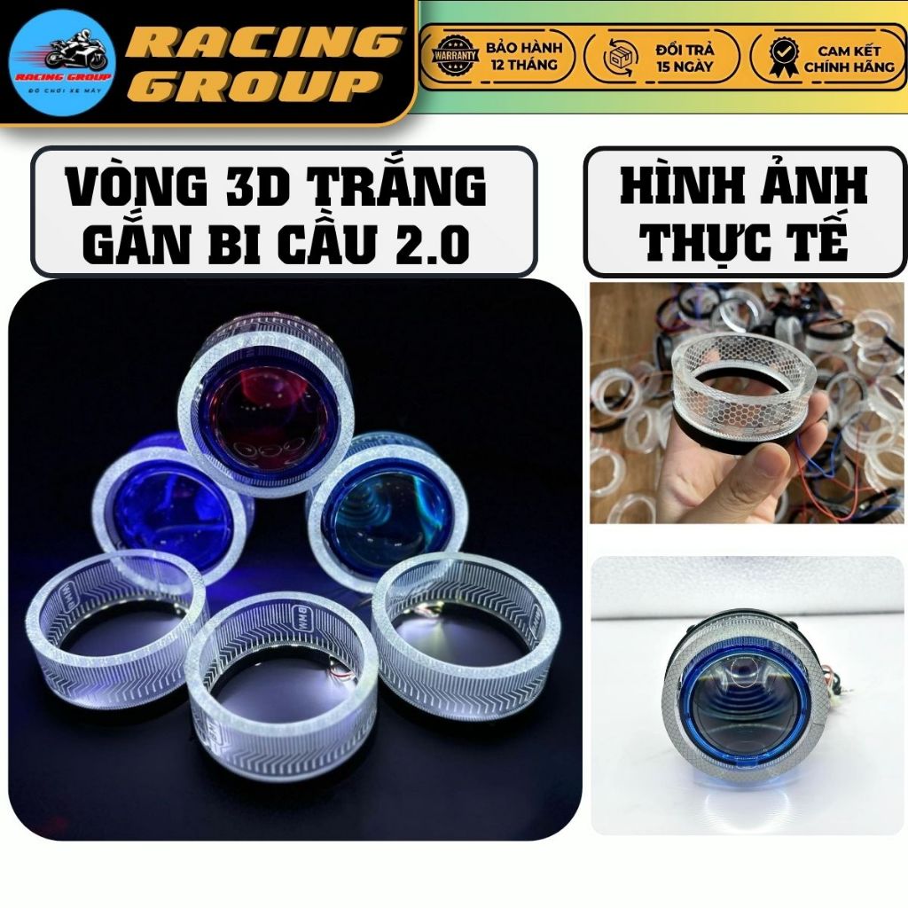 Vòng 3D 2.0 Inch Gắn Đèn Bi Cầu S500 Mini, Titan Black, EV2, Vòng 3D Trắng Trang Trí Bi Cầu Cực Đẹp