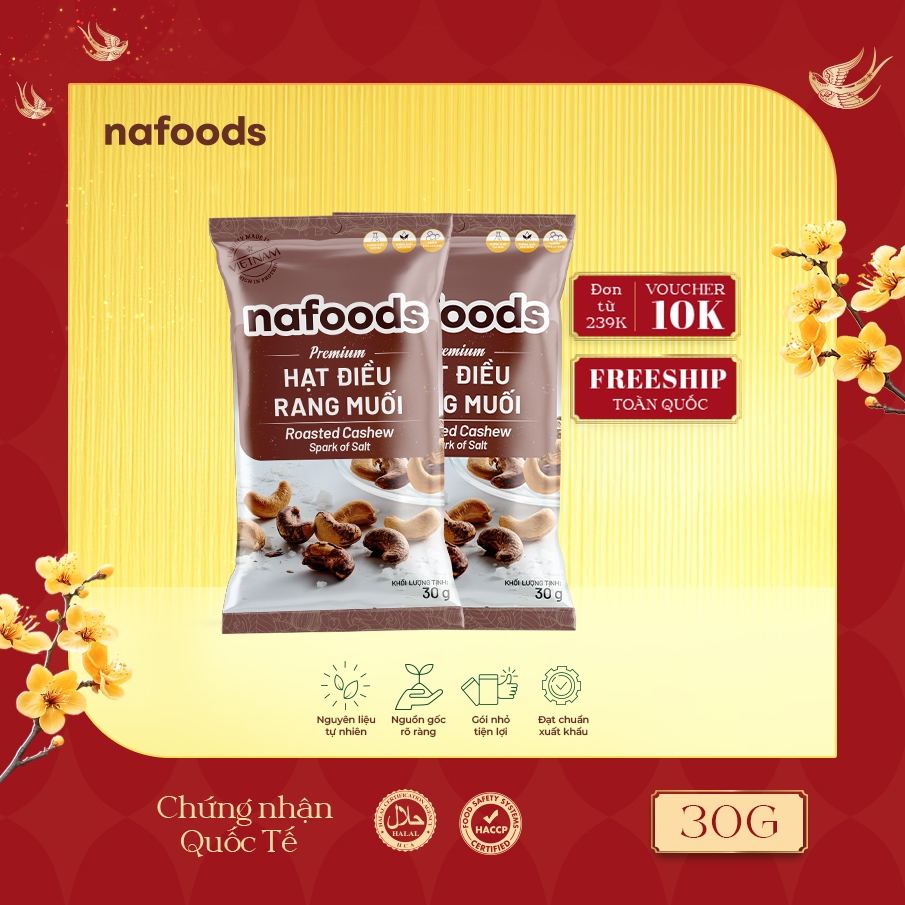 [29K - TÚI DÙNG THỬ] Hạt Điều Rang Muối Nafoods Túi 30gr