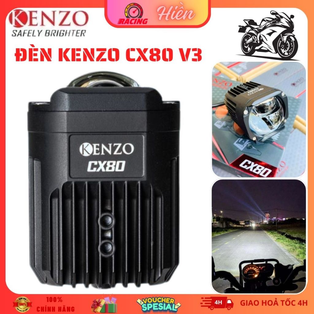 Đèn Bi Cầu Trợ Sáng Kenzo CX80 V3 2024 - Bi LED 60W Ánh Sáng Mạnh, Bảo Hành 1 Năm