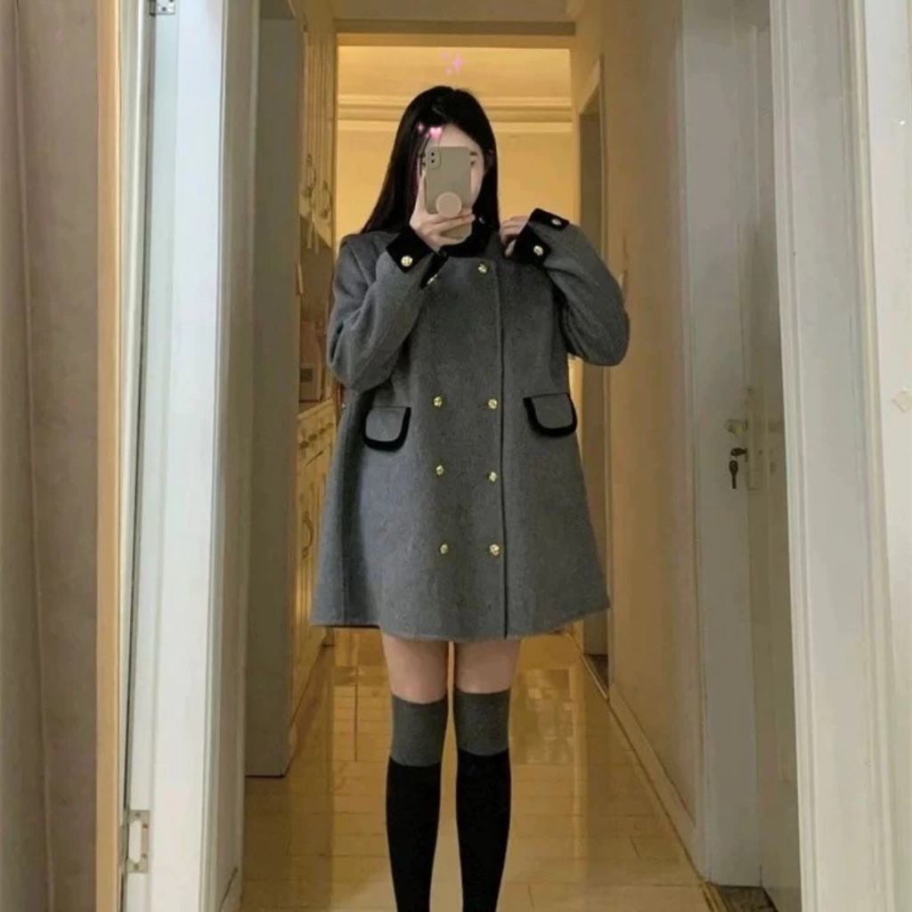 Áo Khoác Nữ Dạ Lông Form Rộng Forly house Áo Khoác Mềm Mịn Hai Hàng Cúc Tiểu Thư Sang Chảnh T019