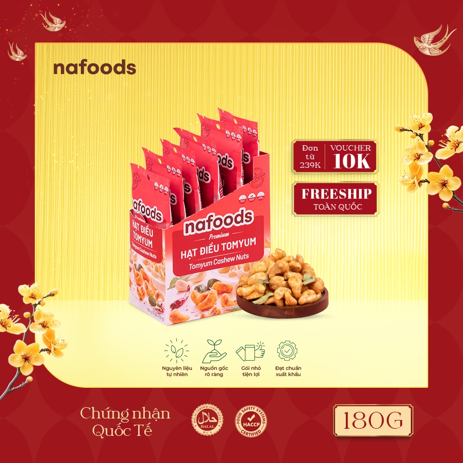 Hạt Điều Vị TomYum Nafoods Hộp 6xTúi 30gr