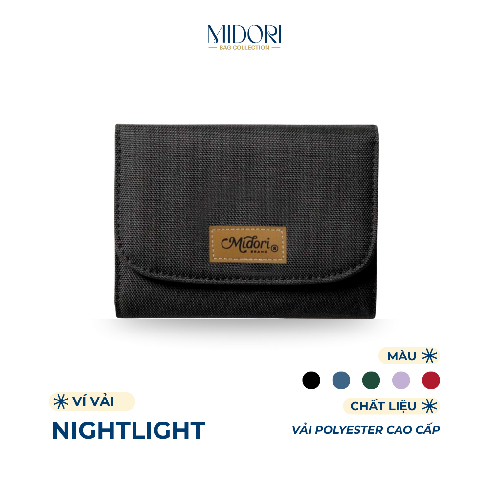 Ví Vải Nam Nữ Night Lights Bóp Đựng Tiền Đựng Thẻ Mini Nhiều Ngăn Polyester| MIDORI BAG COLLECTION