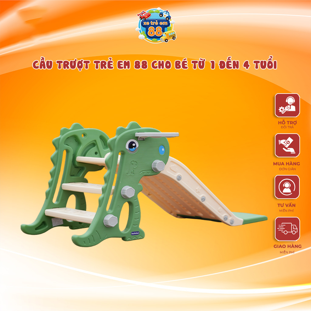Cầu trượt trẻ em hình khủng long baby MẪU MỚI 600 mang hình dáng ngộ nghĩnh, đáng yêu phù hợp cho bé