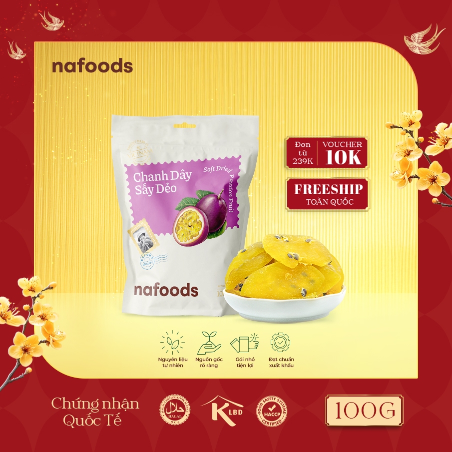 Chanh Dây Sấy Dẻo Nafoods túi 100g