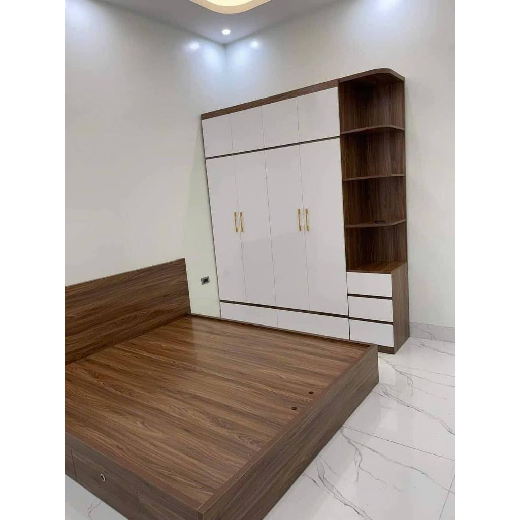 Tủ quần áo gỗ công nghiệp 2mx2m4 và giường ngủ 1m6x2m