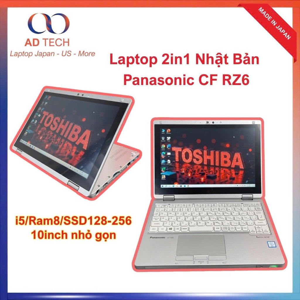 Laptop 2in1 Panasonic CF RZ6 cấu hình cao tương đương Surface pro5  I5/R8/SSD256