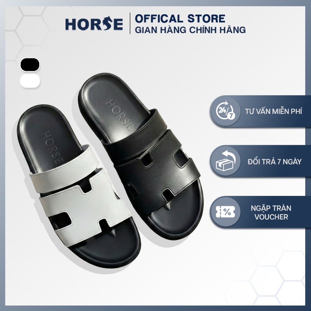 [ Horse Store ] - Dép Da Chữ H Nam Nữ Unisex Thời Trang HORSE Store - HQUAI01