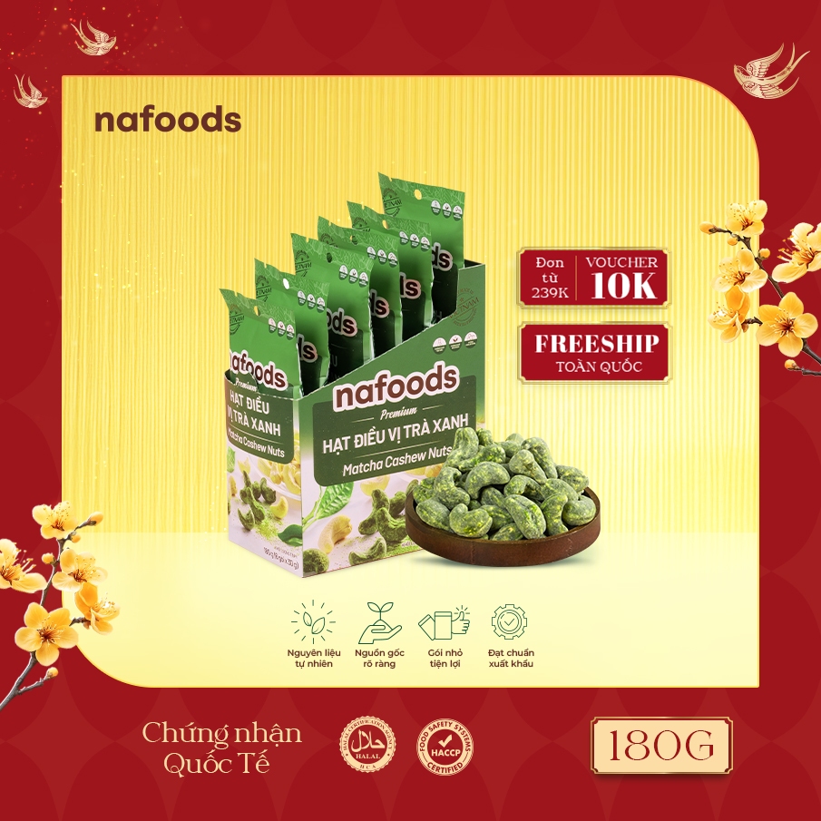 Hạt Điều Vị Trà Xanh Nafoods Hộp 6xTúi 30gr