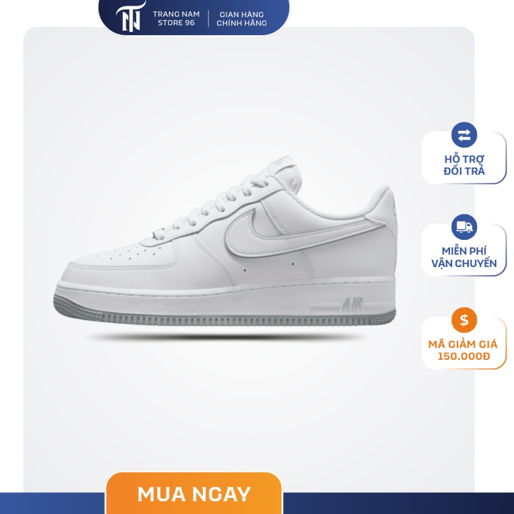 Giày Af1 Đế Xám bản mới, Giày Sneaker_Air Force 1 đế xám Bản Classic Nam Nữ FULL BOX