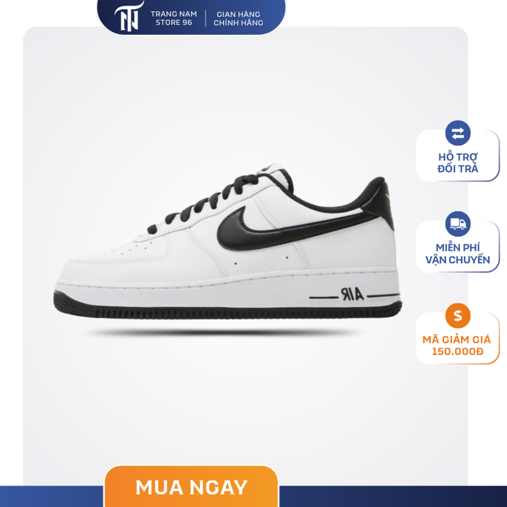 Giày_Nike Air Force 1 trắng viền đen nam nữ, giày af1 trắng bản Chuẩn full phụ kiện size 36_45