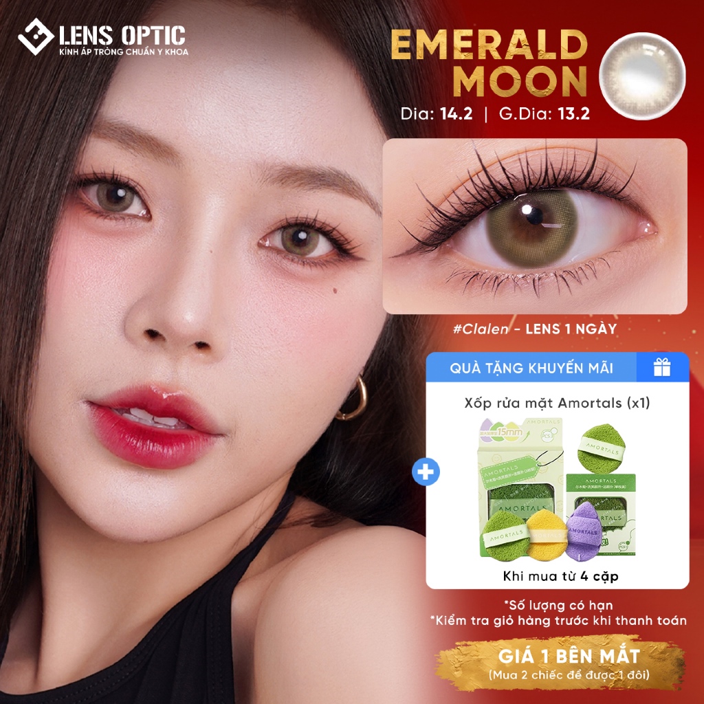 Kính áp tròng 1 ngày Clalen Iris 1 Day Emerald Moon – Lens 1 ngày Hàn Quốc màu xanh lục - LENS OPTIC