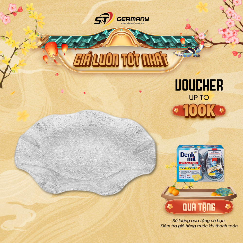 HCM Đĩa Special Scalloped trắng nội địa Đức, đĩa pha lê cao cấp GermanySnT