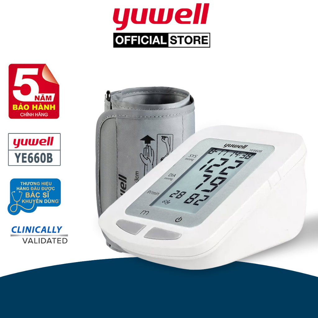 Máy Đo Huyết Áp Bắp Tay Yuwell YE660B Chính Hãng | Đo Nhanh, Chính Xác, Bảo Hành 5 Năm