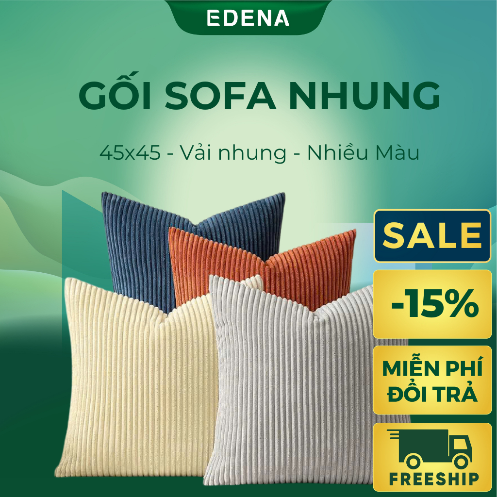 Gối sofa nhung trang trí Edena 45 x 45 cm