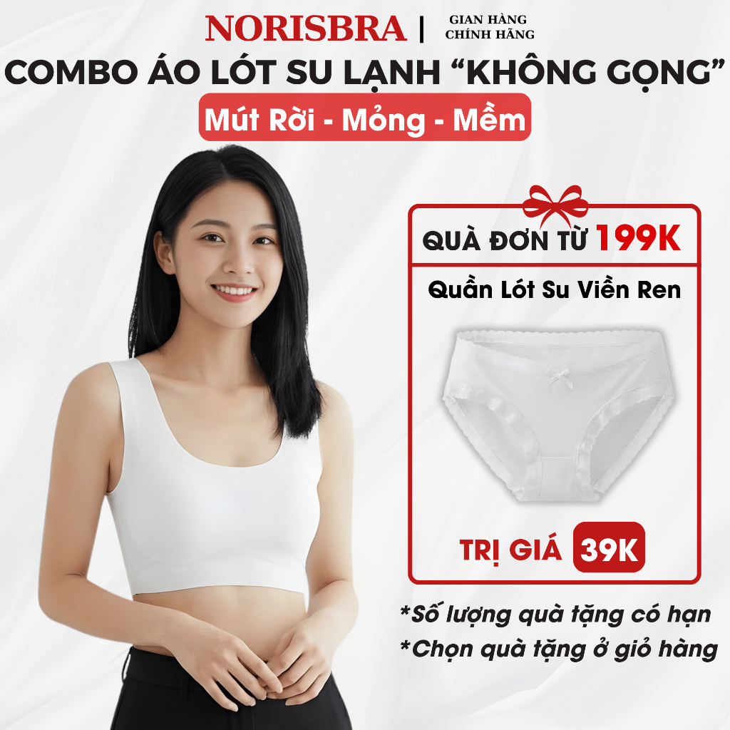 (Che Tên) Áo Lót Học Sinh Chất Su Mềm MỊn  - Áo Lá Mút Mỏng Quai Su Mịn Không Lộ Viền NORISBRA A5262