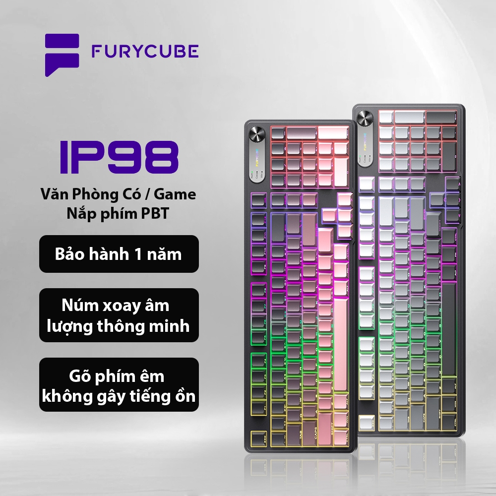Bàn Phím Có Dây IP98, LED RGB, Phím PBT Cao Cấp, Gõ Êm Chống Ồn Cho Win/ MacOS, Game/Văn Phòng Có