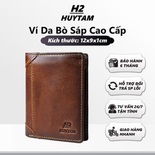 Ví Da Bò Sáp Cao Cấp, Chất Da Mềm Bóng, Thiết Kế Màu Nâu Đẹp Mắt, Kíc Thước 12x9x1cm
