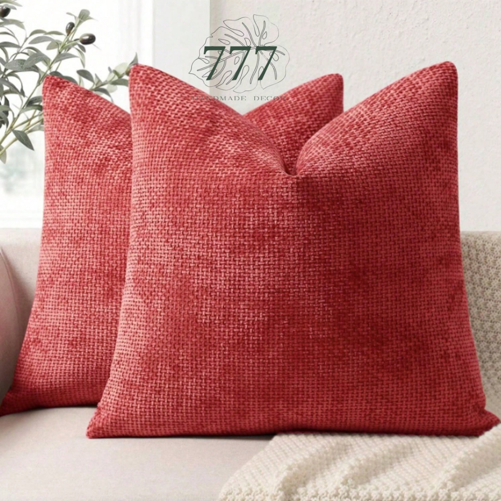 Vỏ Gối Trang Trí Tết 45x45 - Màu Đỏ Đô -Vỏ Gối Tựa Lưng Sofa -777067