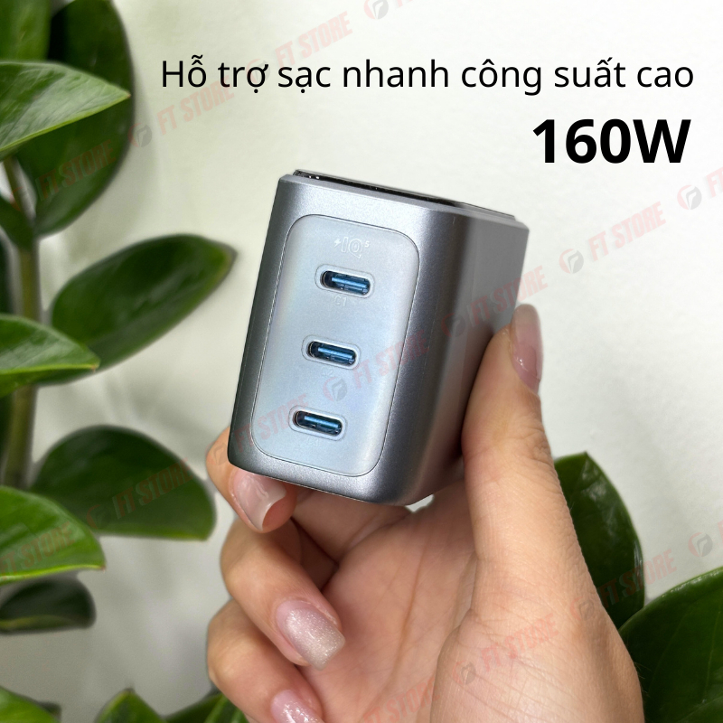 Củ sạc nhanh Anker Prime A2687 - 160W 3 cổng USB-C công nghệ GaNPrime, kết nối APP, nhỏ gọn mạnh mẽ | BigBuy360 - bigbuy360.vn