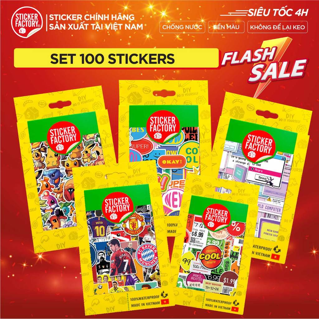 Sticker SET 100 khuyến mãi trang trí – Sticker Factory