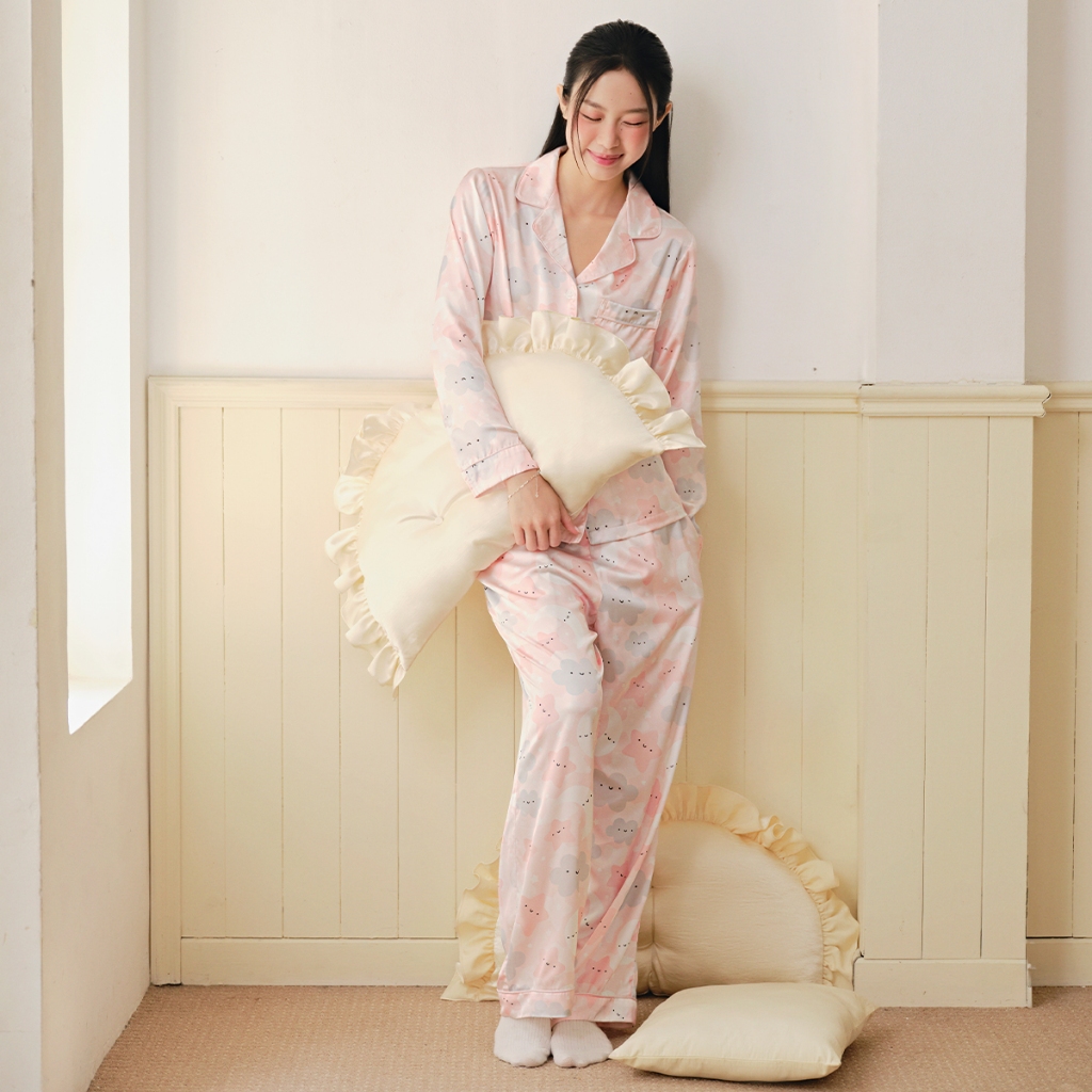 VIBES Đồ bộ mặc nhà Pijama dài tay Lụa cao cấp Cloudy Long Sleeve Py Set