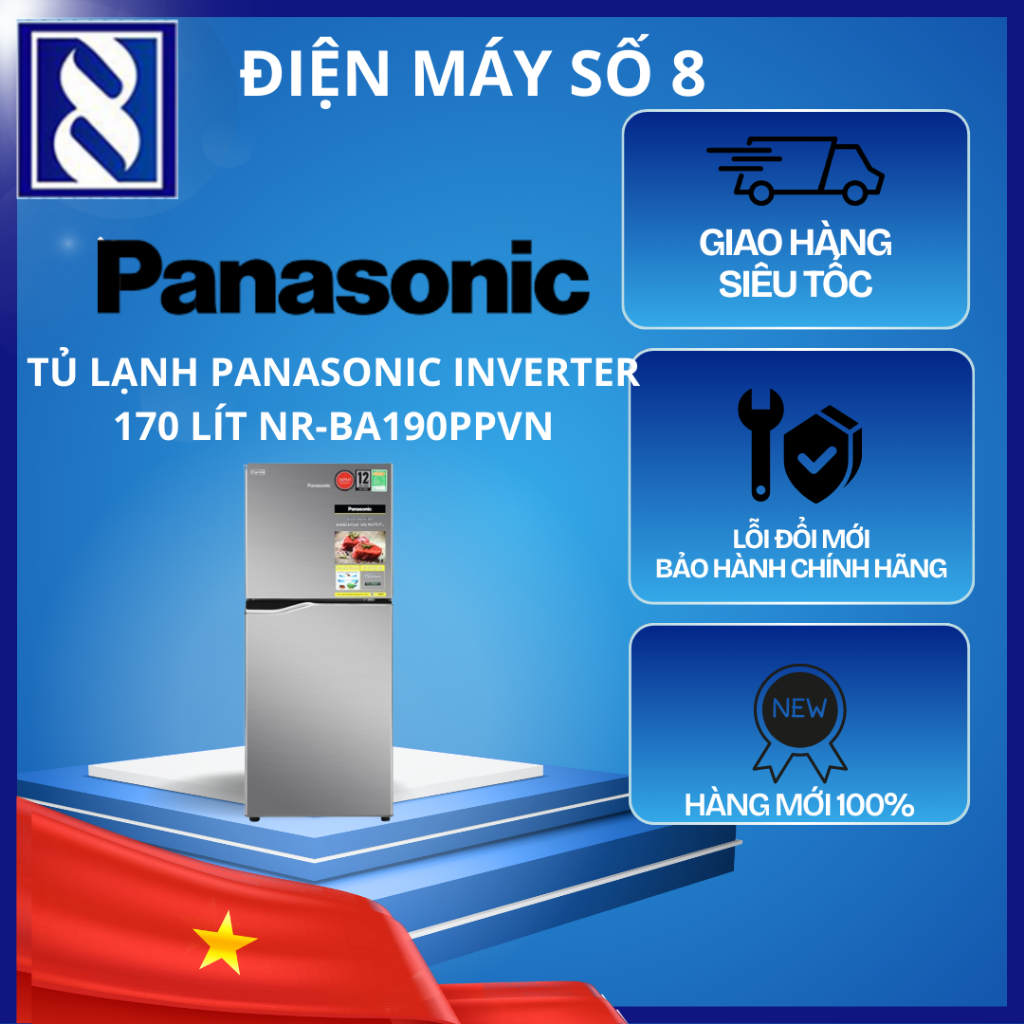 Điện Máy Số 8 | NR-BA190PPVN | Tủ lạnh Panasonic Inverter 170 lít NR-BA190PPVN - Chính Hãng