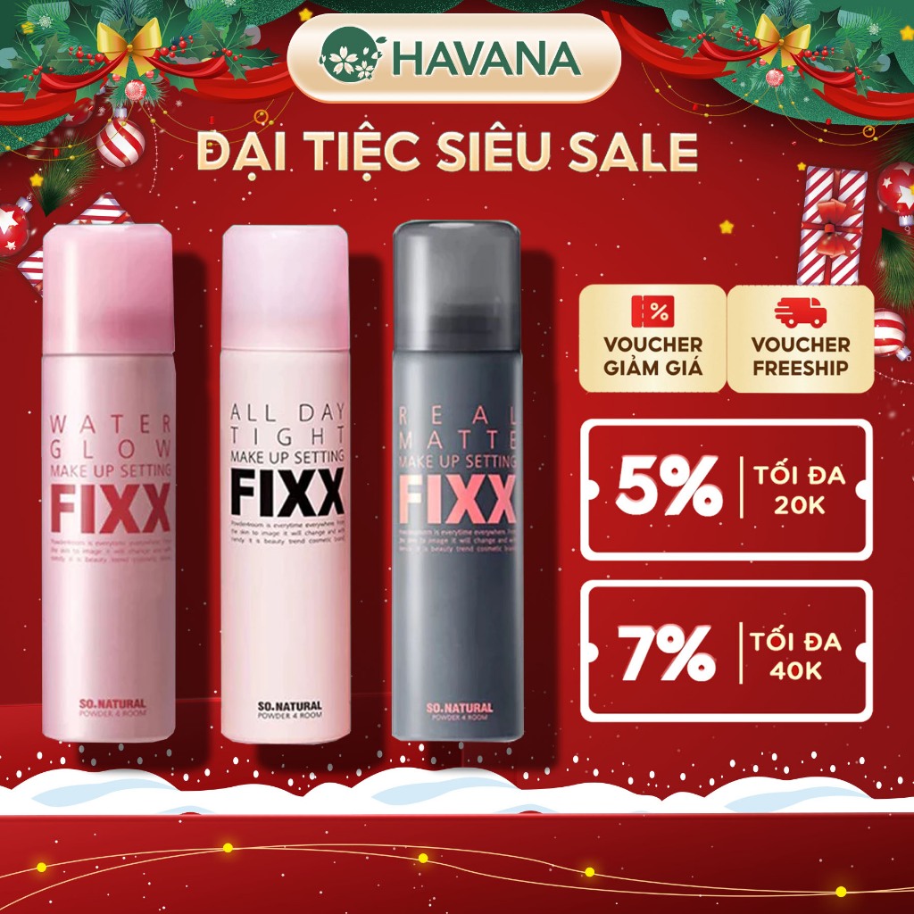 Xịt Khóa Makeup Fixx So Natural Từng Loại Da AllDay Tight - Real Matte - Water Glow Makeup