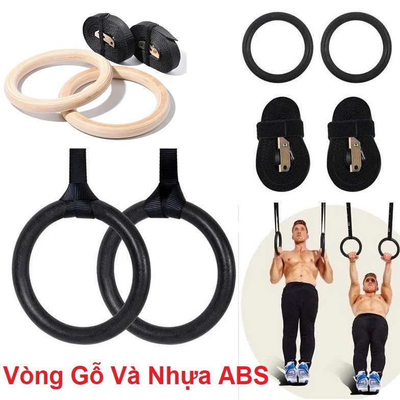 Bộ 2 Vòng Treo Gymnastic Rings Hỗ Trợ Tập Dip Với Xà Đơn, GYM Ring Ngoài Trời  (1 Đôi)