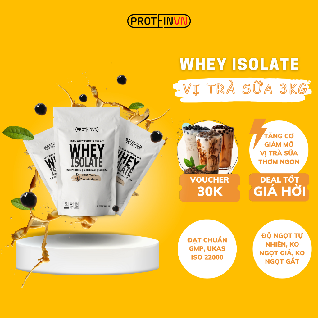 Whey Protein Isolate PROTEINVN - Whey Protein Vị Trà Sữa 3KG