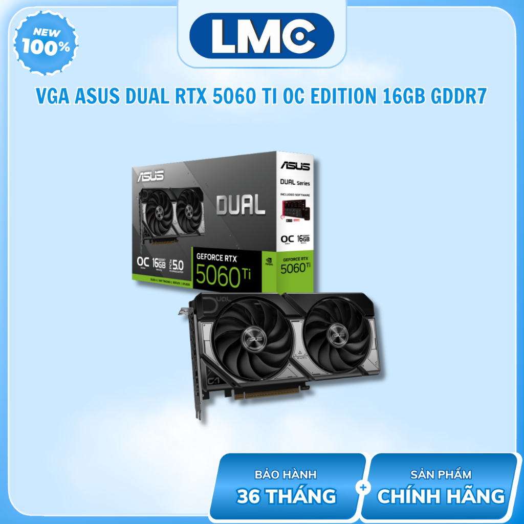 VGA Asus Dual GeForce RTX 5060 Ti OC Edition 16GB GDDR7 ( DUAL-RTX5060TI-O16G )
