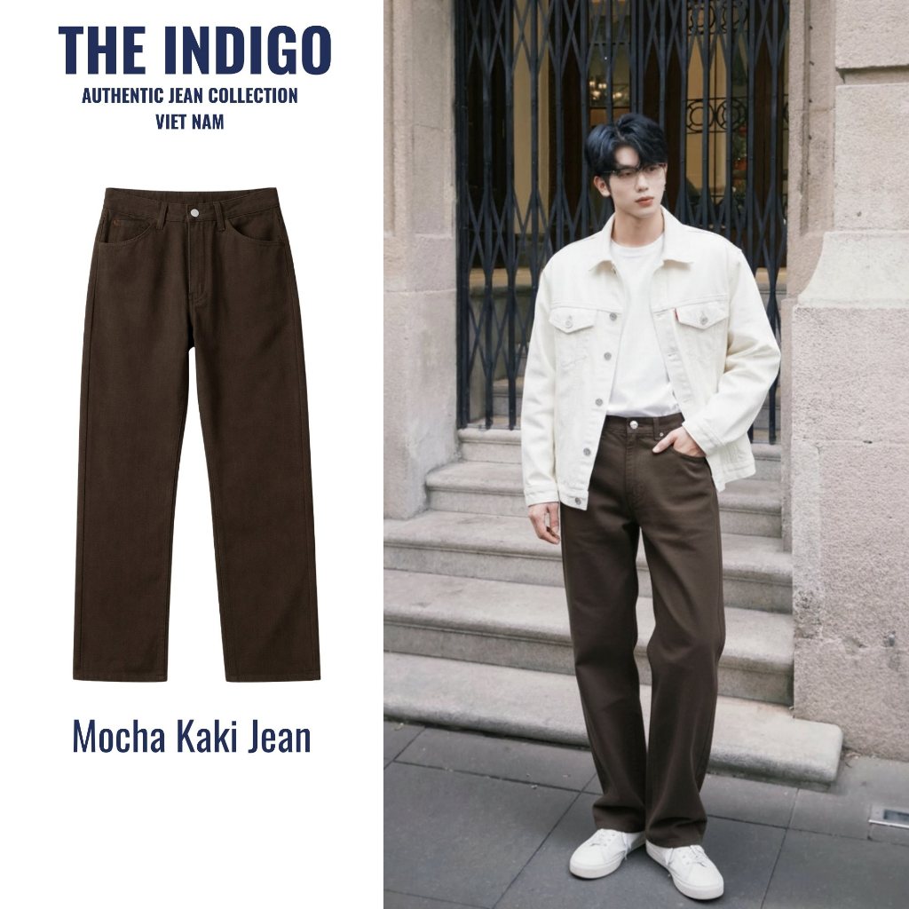 Quần Jean Nam MOCHA KAKI JEANS - THE INDIGO - Quần KAKI Form SUÔNG MÀU NÂU