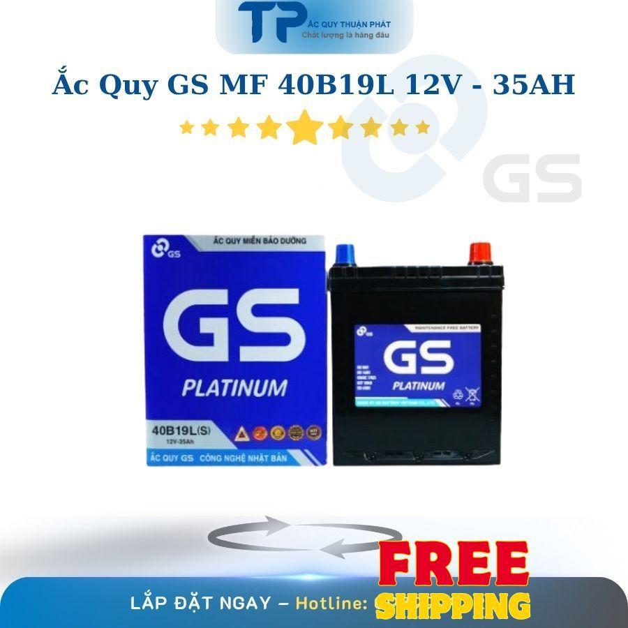 Bình ắc quy GS MF 40B19L 12V - 35AH chuyên dùng cho xe:Toyota: Wigo / Honda: City, Jazz / Kia: Morni