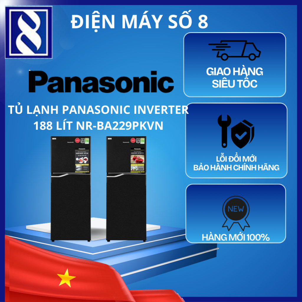 Điện Máy Số 8 | NR-BA229PKVN | Tủ lạnh Panasonic Inverter 188 lít NR-BA229PKVN - Chính Hãng