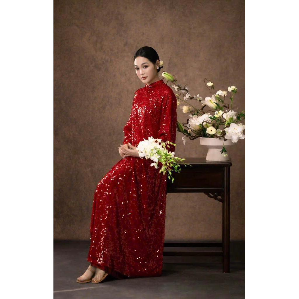 Áo dài Bling Bling kim sa lấp lánh  (Hàng cao)
