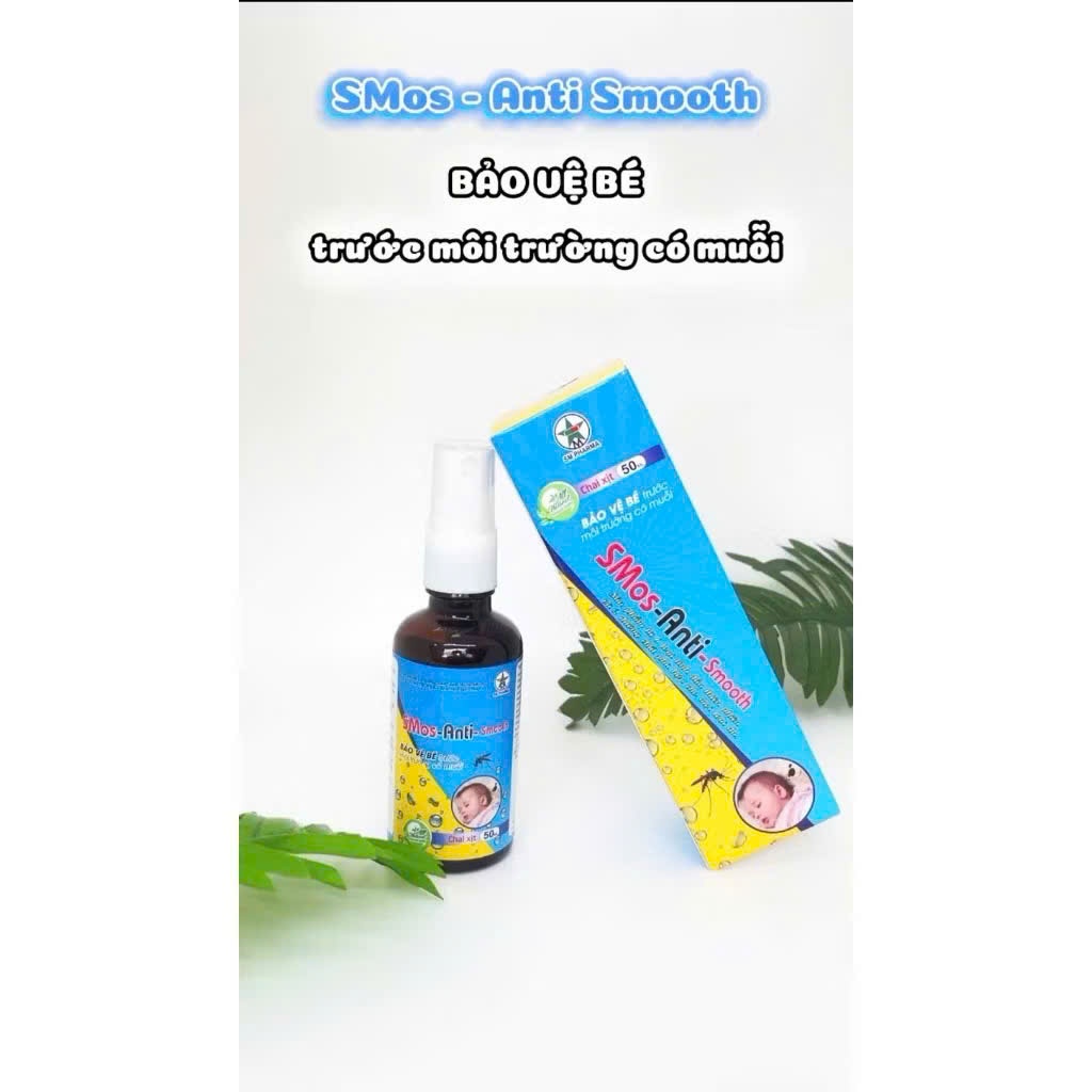 XỊT CHỐNG MUỖI TINH DẦU CHO BÉ SMOS ANTI HƯƠNG THƠM MÁT - Chai thủy tinh 50ml