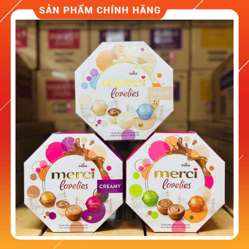 KẸO SOCOLA MERCI LOVELIES (Hộp lục giác 185g)