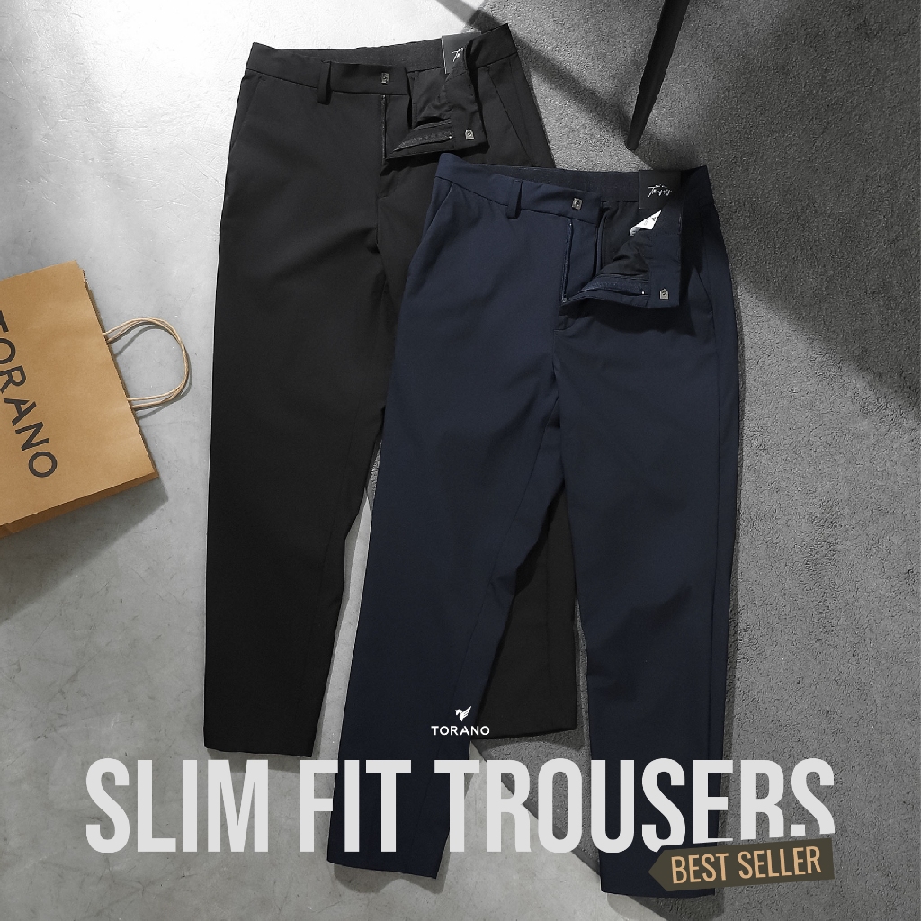 Quần âu SLIM FIT TROUSERS TORANO slim-fit cạp trơn lịch lãm – tinh tế - nam tính FABT007 | BigBuy360 - bigbuy360.vn