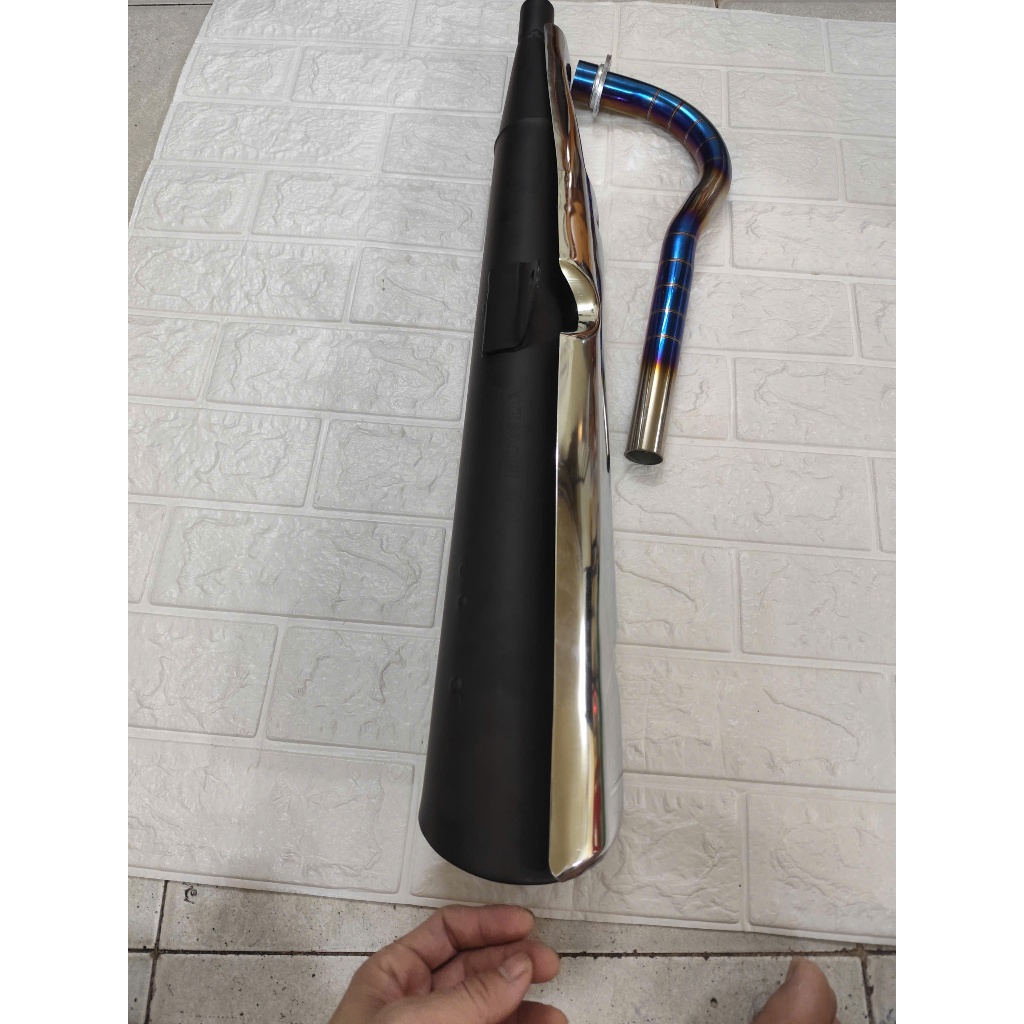 Pô lắp xe Wave RS100, Wave Alpha 100 2007-16 kèm cổ thồng titan - pô xe máy