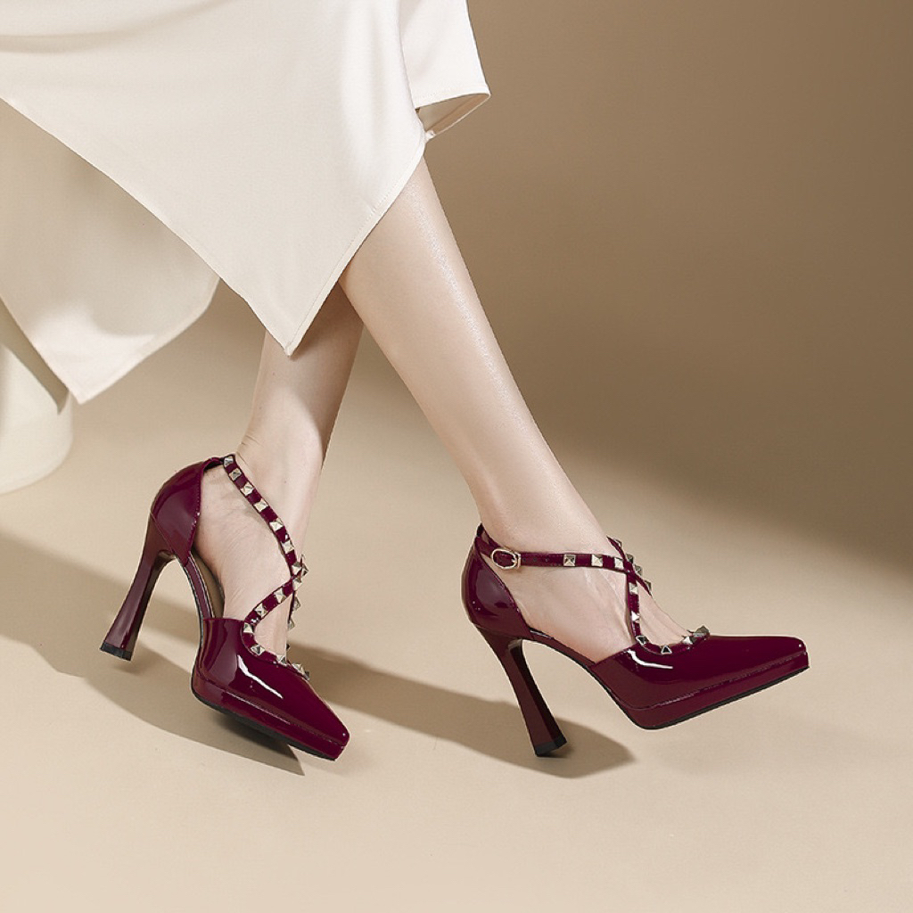 Giầy cao gót Quảng châu cao cấp quai chéo chiều cao 10cm (HT105-12)